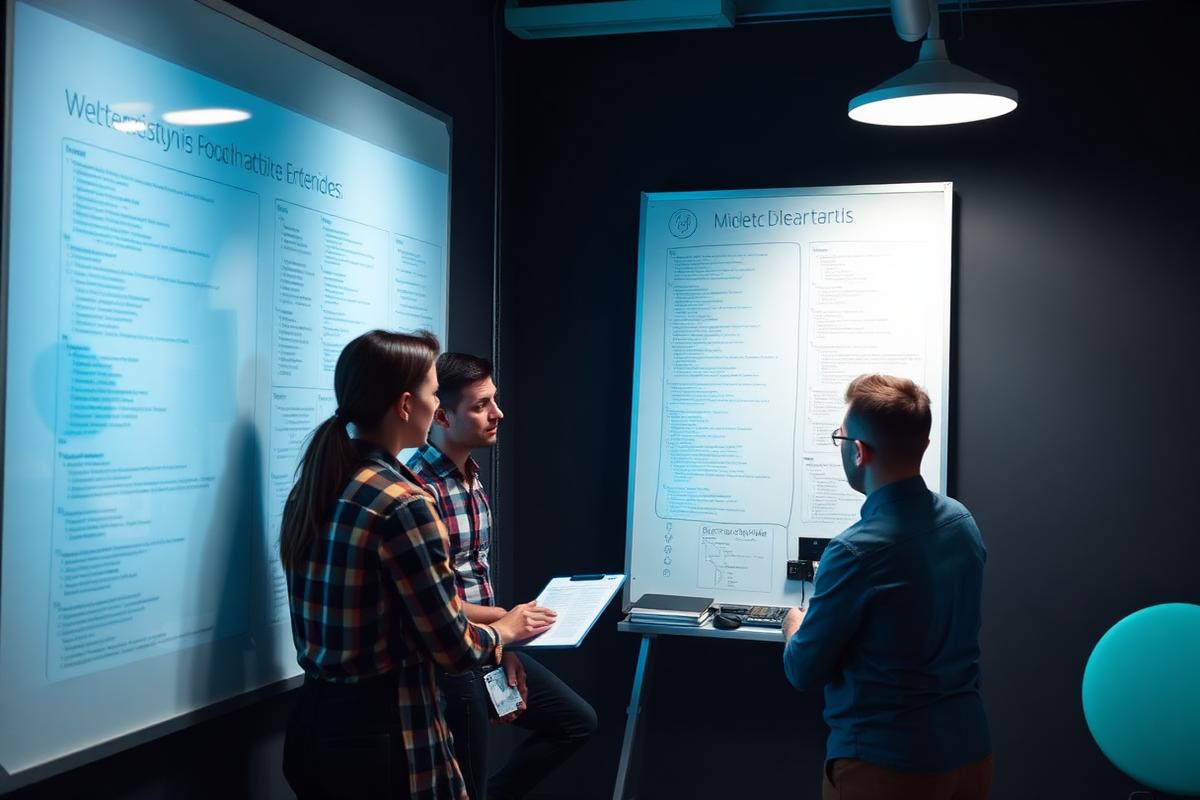 Engineering team discussing system architecture